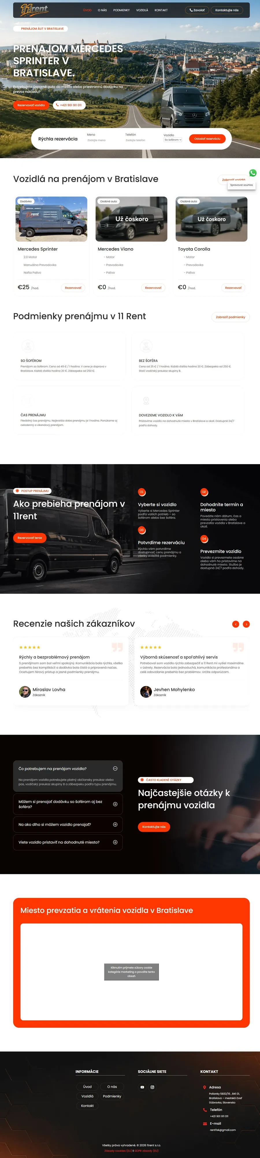 Dlouhý náhled webu 11rent